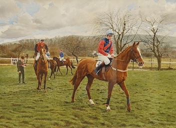 Paul Hart (20th. C), Equestrian interest watercolour, Racehorses, signed, 50 x 68cm. Condition - good